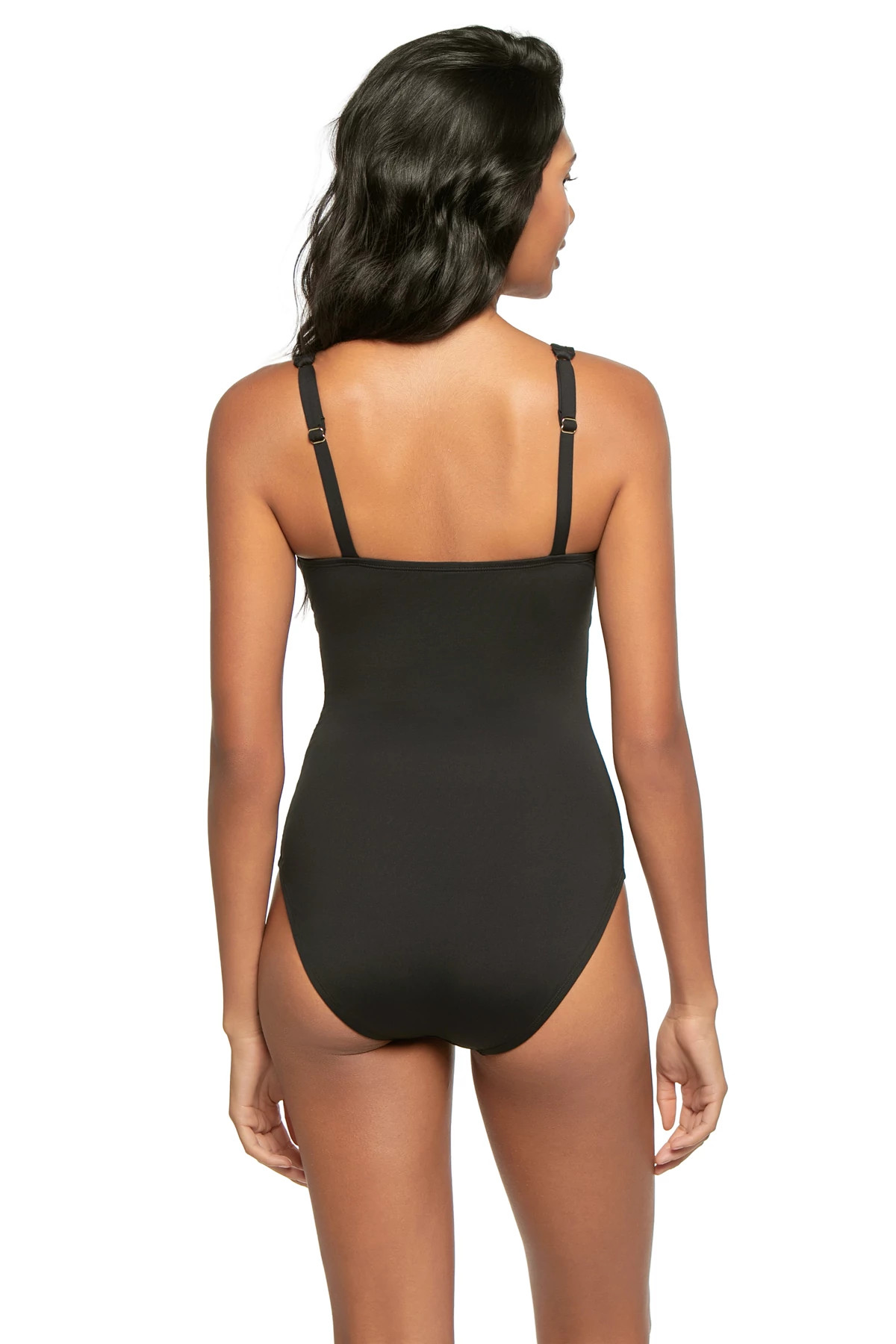 BLACK Shirred One Piece Swimsuit image number 2