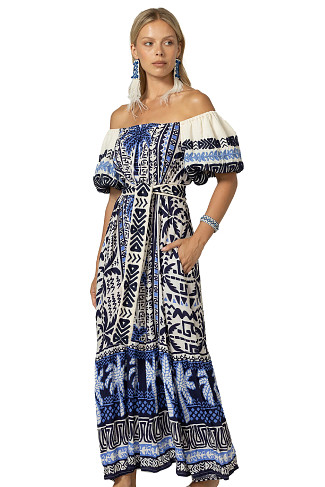 MULTI Embroidered Palm Maxi Dress
