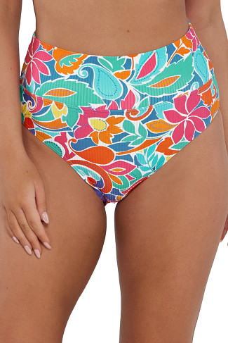 FESTIVE FLORAL SANDBAR RIB Hannah High Waist Bikini Bottom