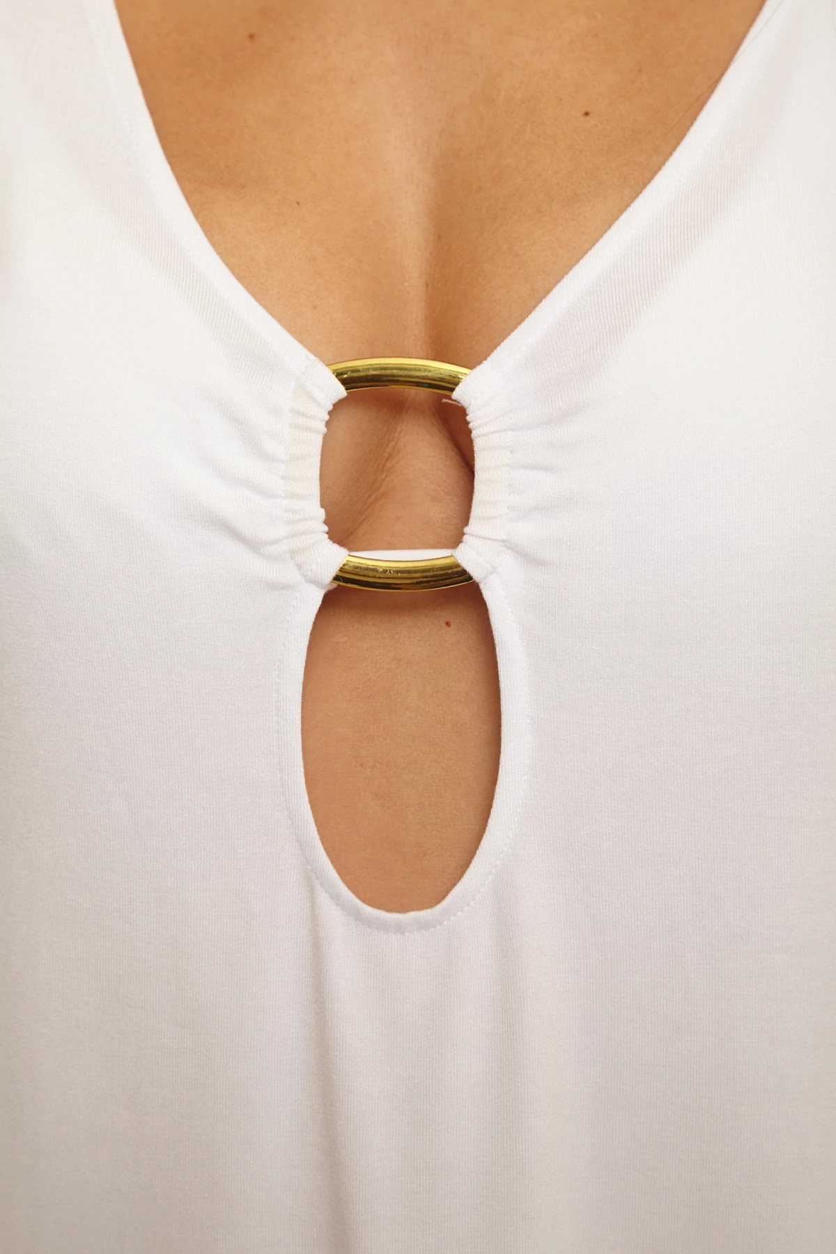 WHITE Long Sleeve Plunge Tunic Cover Up image number 5
