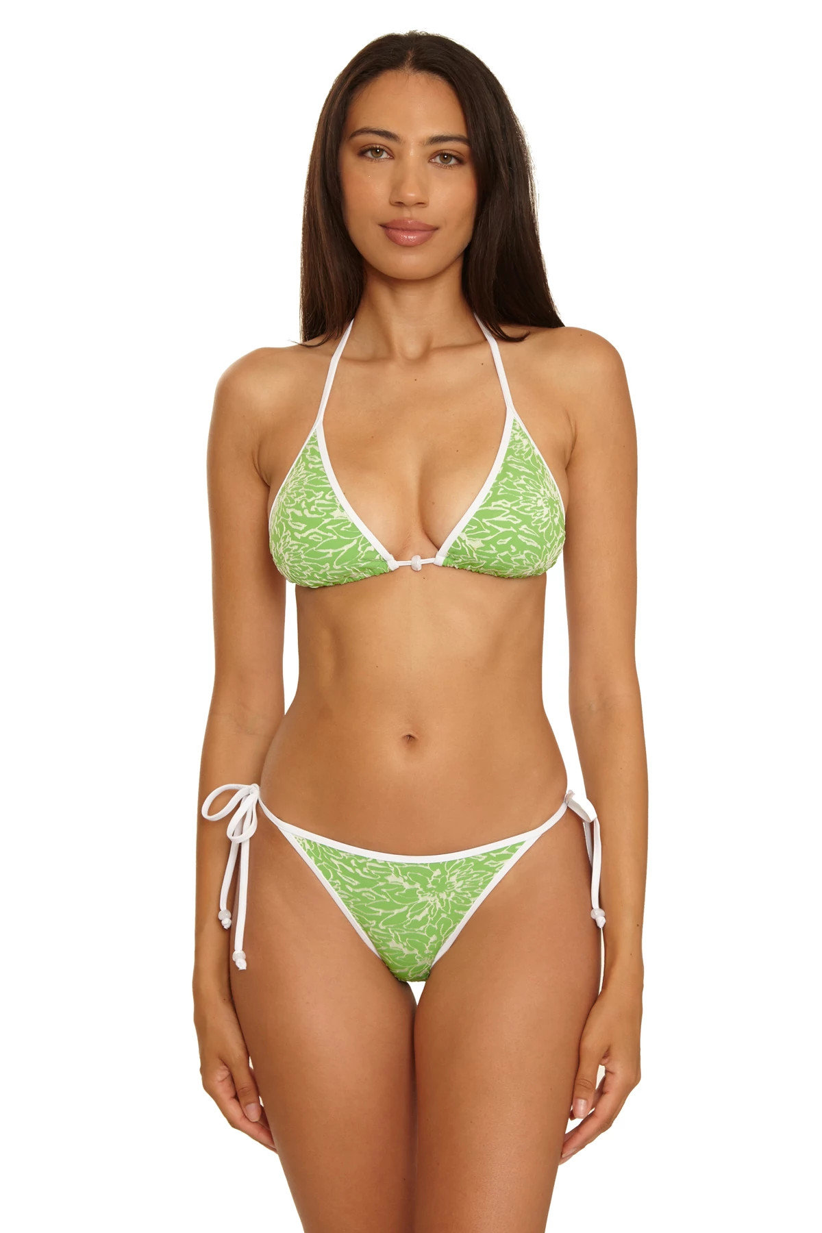 GREEN APPLE Cheryl Jacquard Triangle Bikini Top image number 1