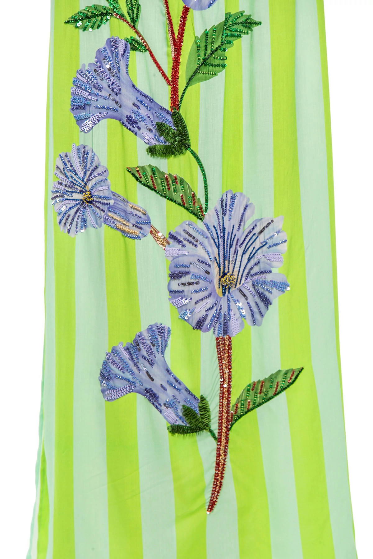 AQUA NEELGIRI / STRIPES PANEL Hand Beaded Sundowner Maxi Dress image number 6