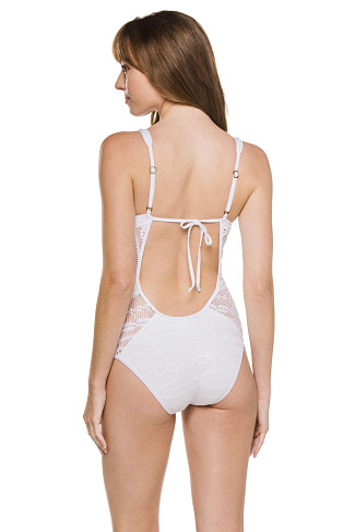 WHITE Show & Tell Plunge One Piece Swimsuit