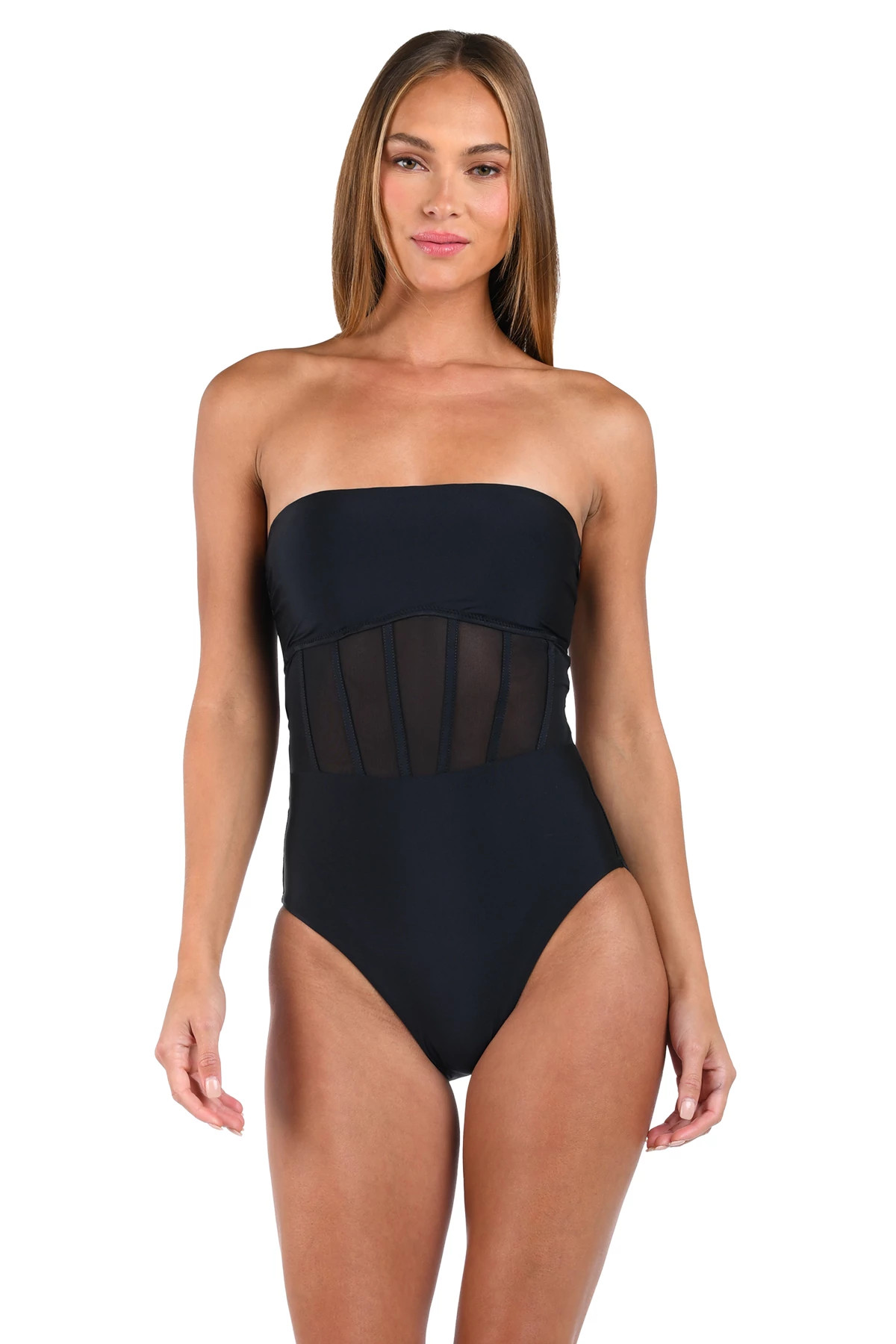 BLACK Bandeau One Piece Swimsuit image number 1