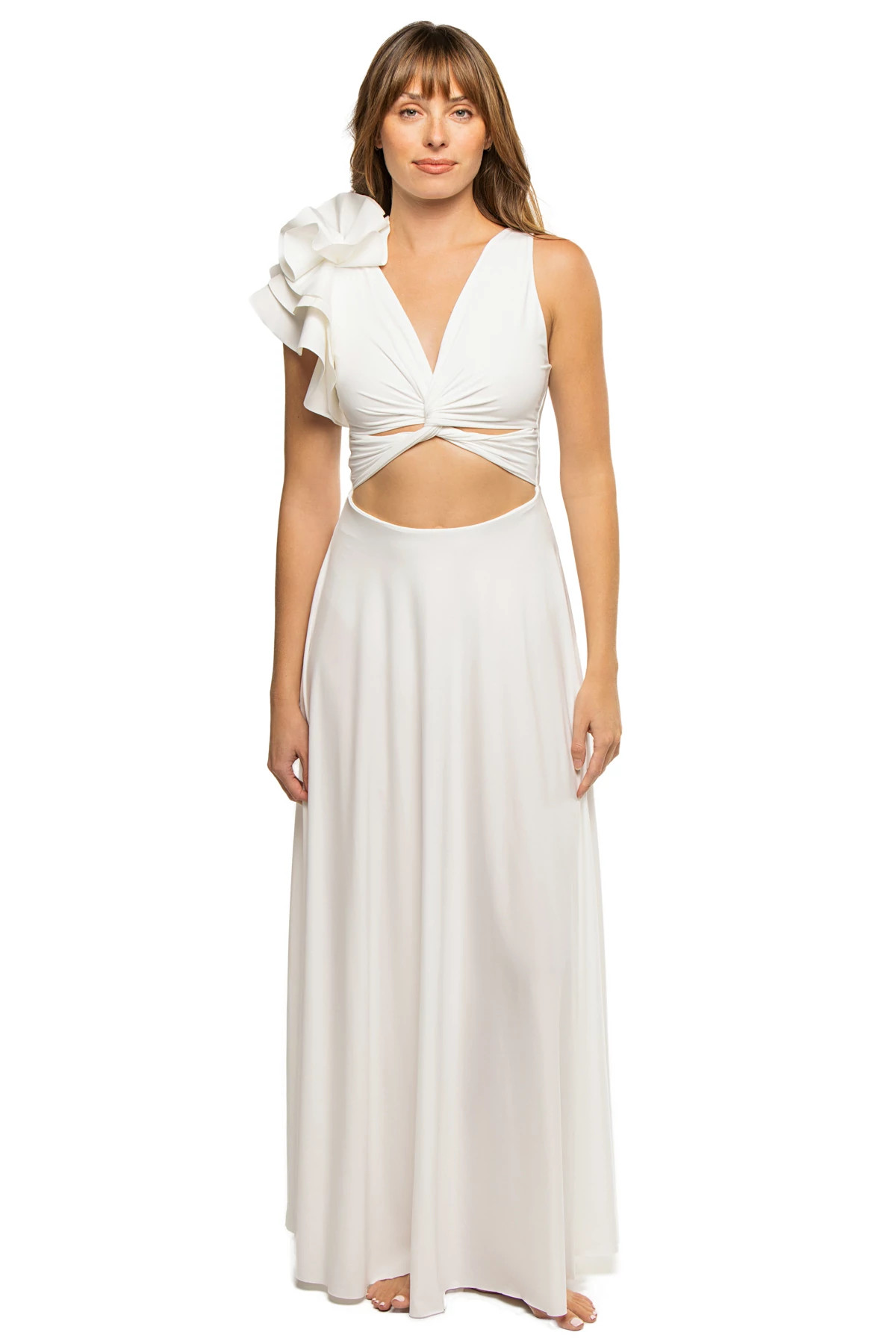 OFF WHITE Ruffle Maxi Dress image number 2