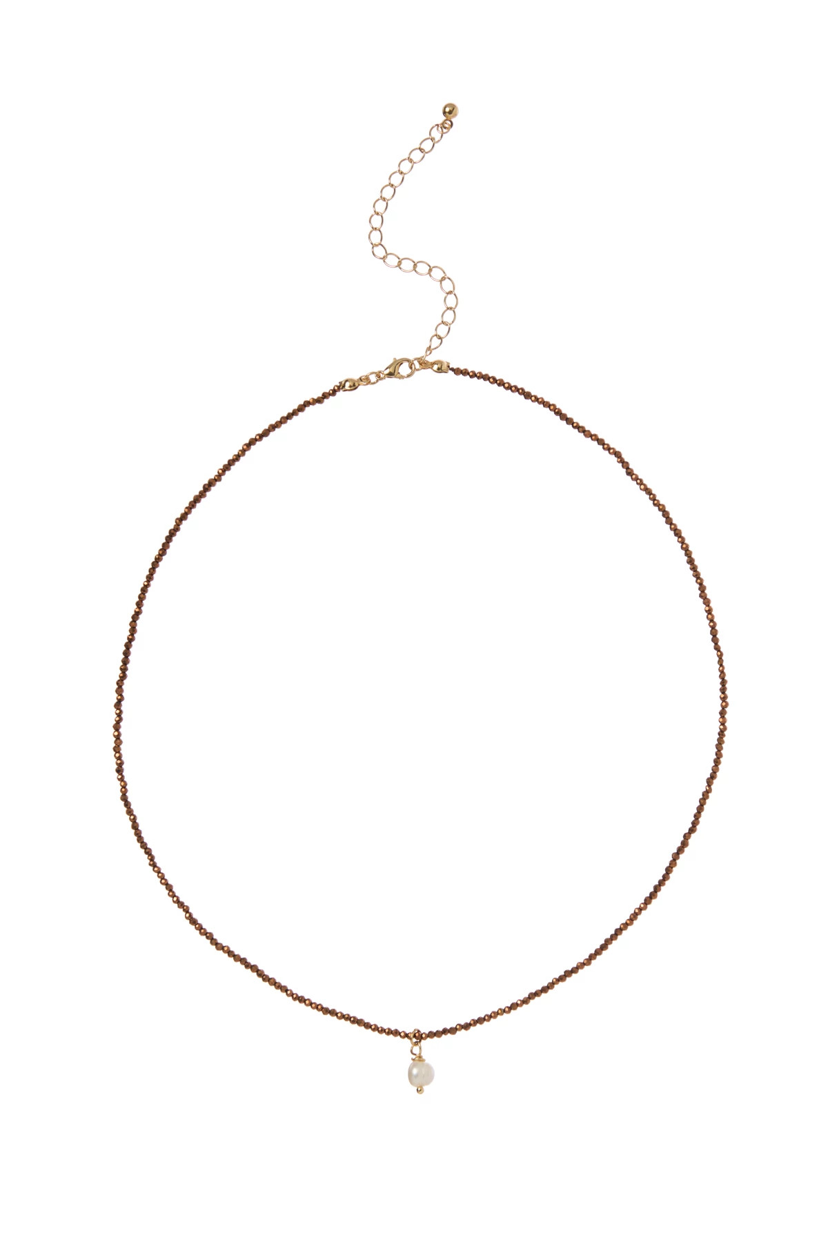 GOLD Pearl Pendant Necklace image number 1