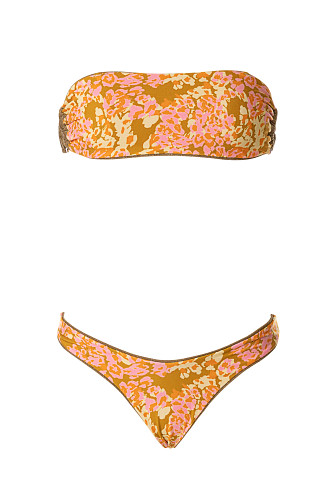 GOLD Reversible Metallic Bandeau Bikini Top