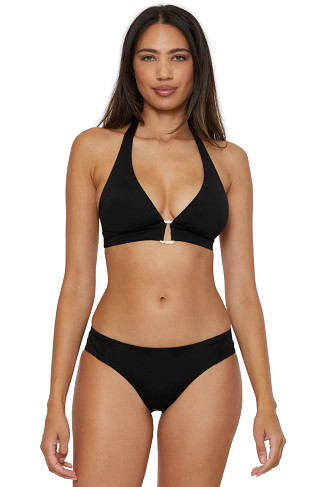 BLACK Banded Halter Bikini Top