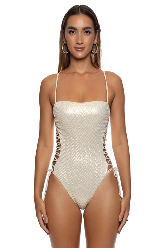 GOLD Liquid Voltage Lace-Up One Piece Swimsuit