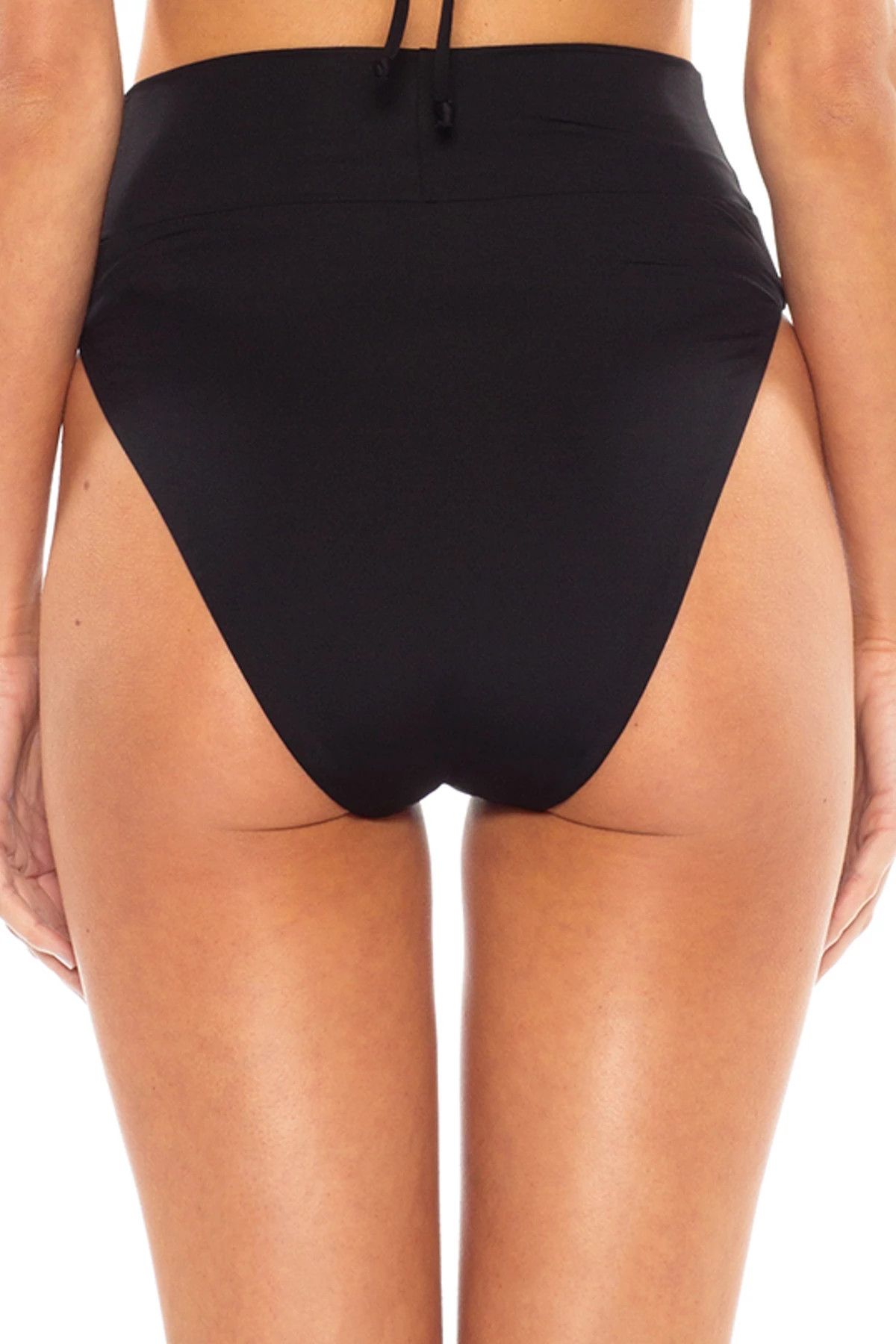 BLACK High Leg Banded High Waist Bikini Bottom image number 2