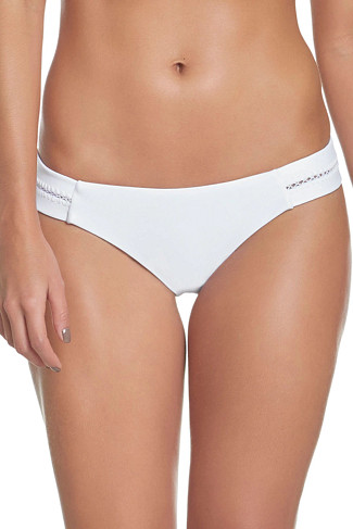 WHITE Stitched Tab Side Hipster Bikini Bottom