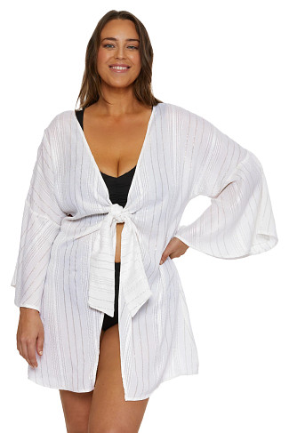 WHITE Tie Front Kimono