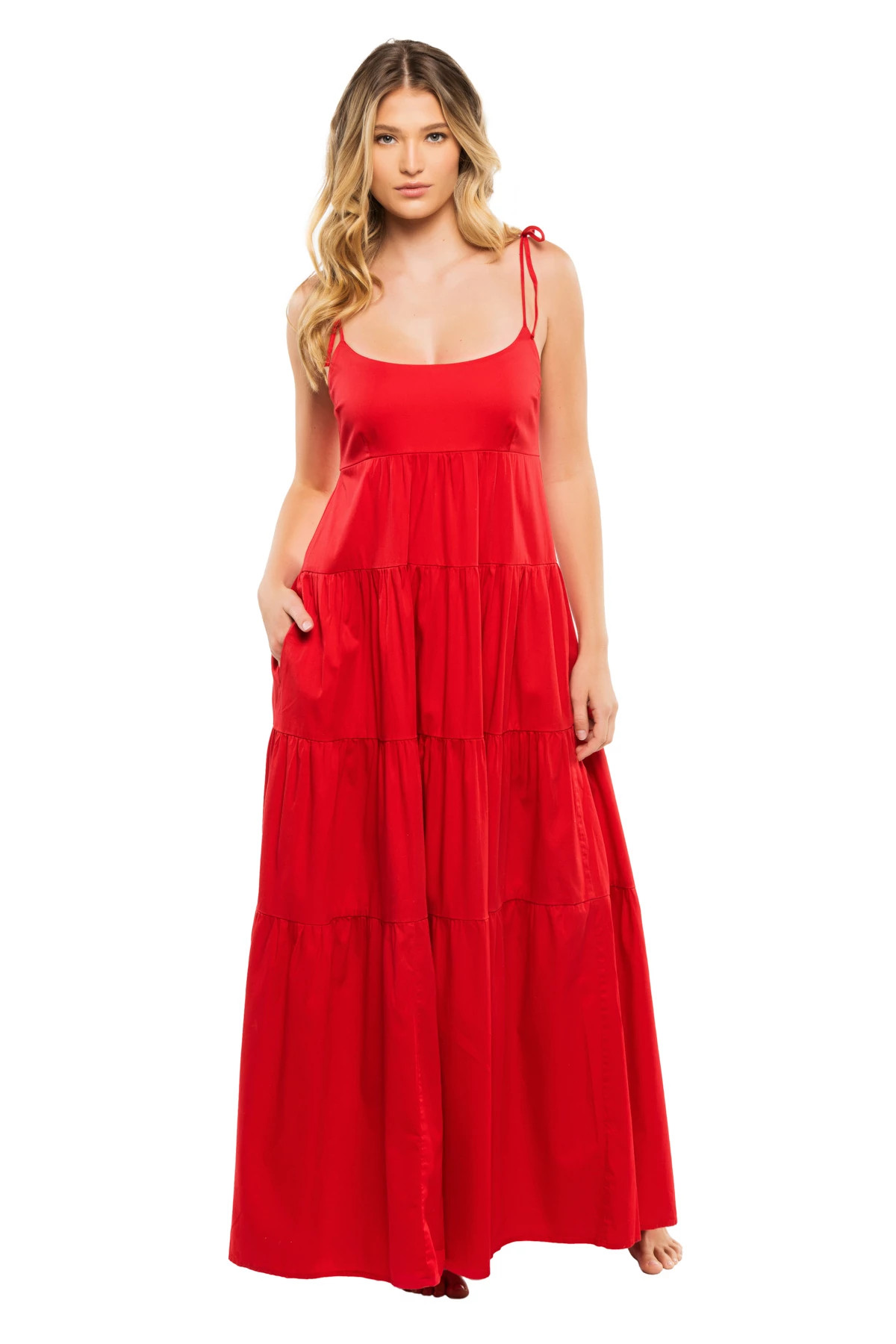 BANDANA RED Haven Tiered Maxi Dress image number 1