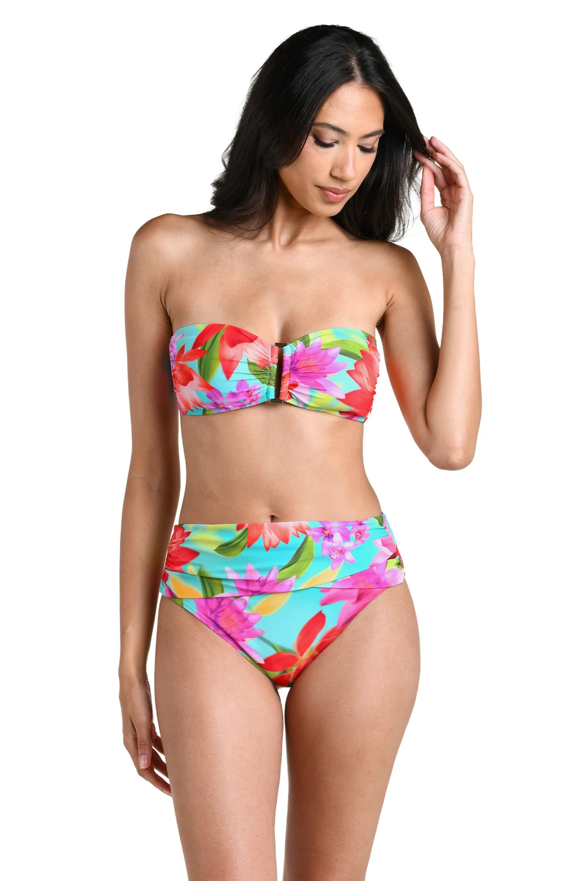 MULTI Floral Sweetheart Bandeau Bikini Top image number 1