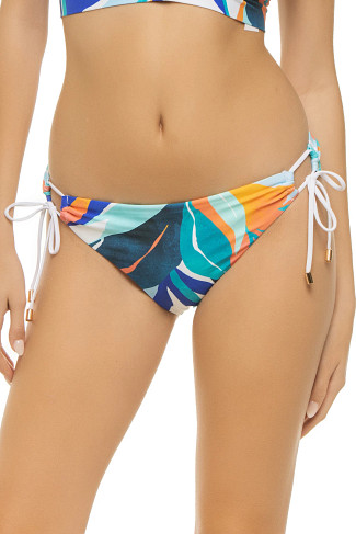 ICE BLUE Coastal Palms Loop Tie Side Hipster Bikini Bottom