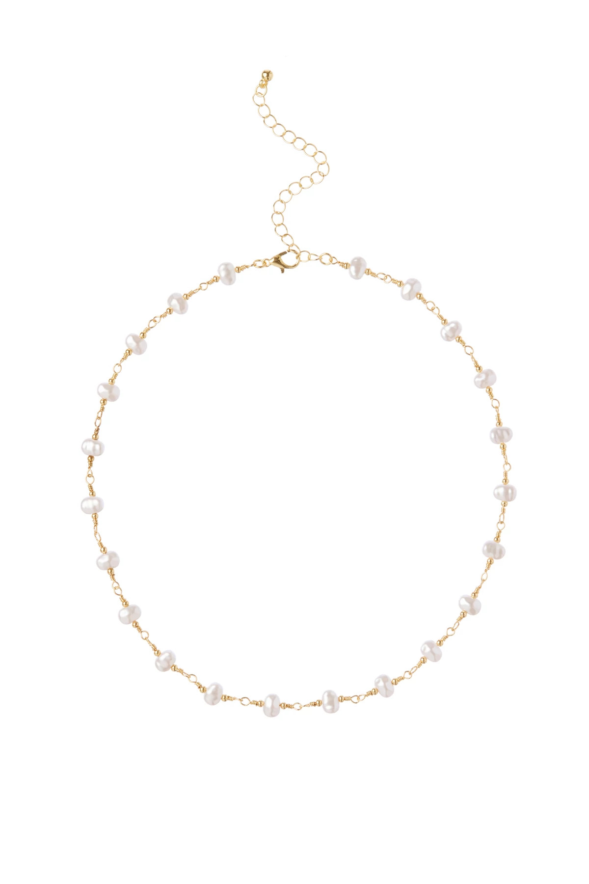 WHITE Pearl Station Necklace image number 1