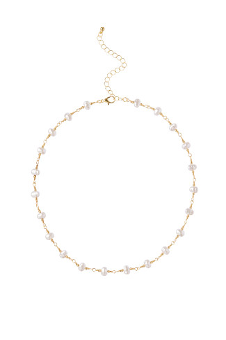 WHITE Pearl Station Necklace