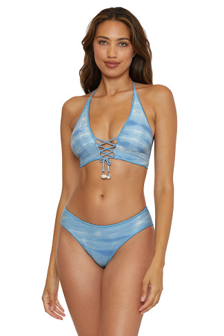 ICE BLUE Mira Banded Halter Bikini Top