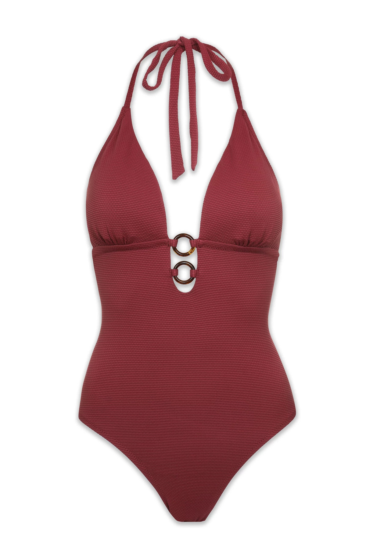 MERLOT CORA Tortoise Ring Plunge One Piece Swimsuit image number 4