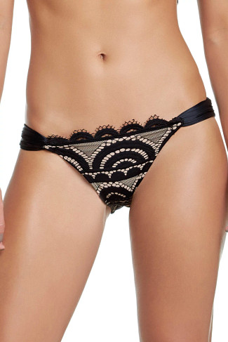 MIDNIGHT Crochet Lace Overlay Tab Side Brazilian Bikini Bottom