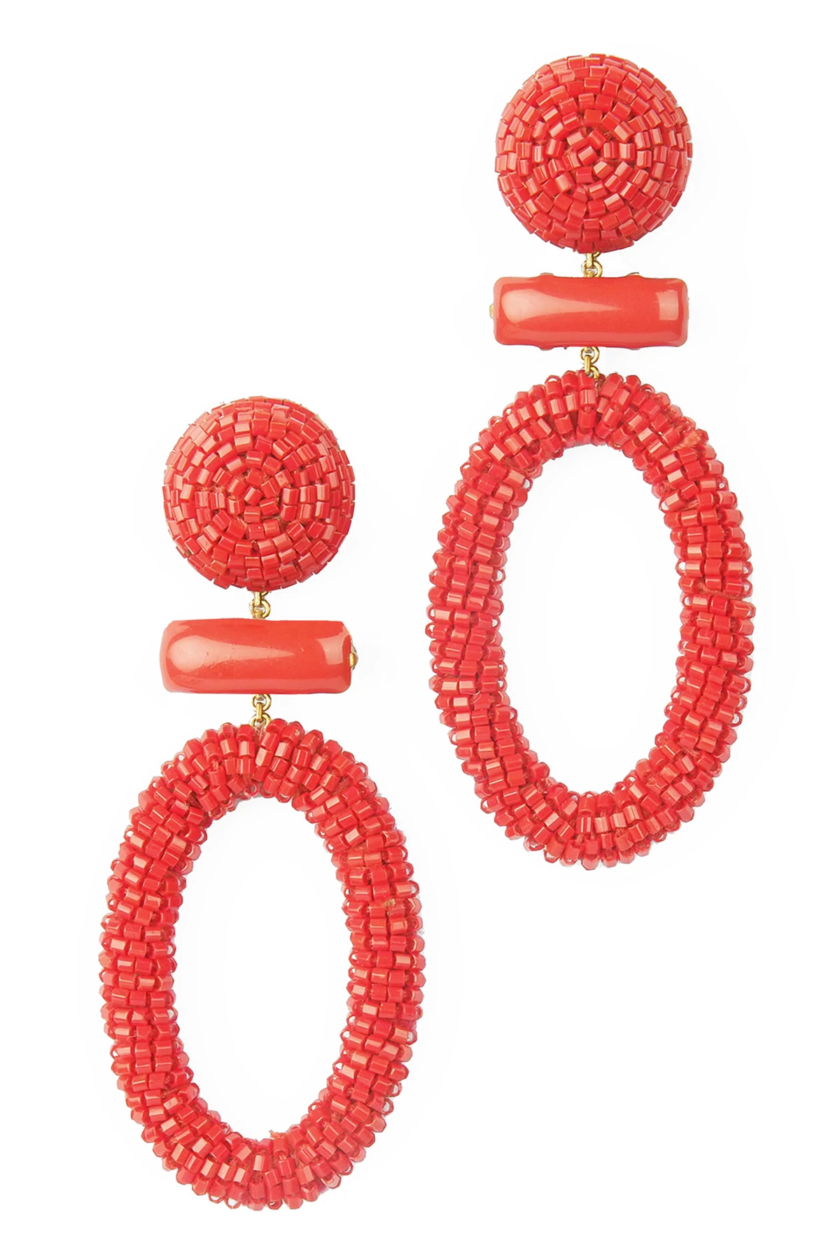 RED Yolanda Beaded Drop Earrings image number 1