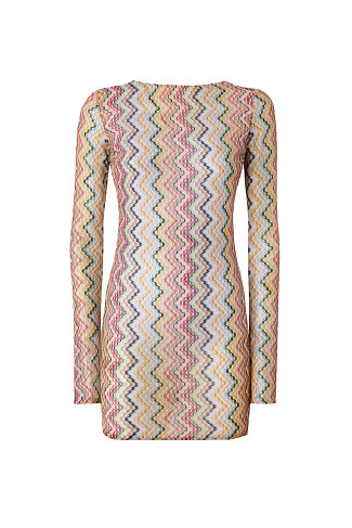MULTI Chevron Knit Long Sleeve Mini Dress