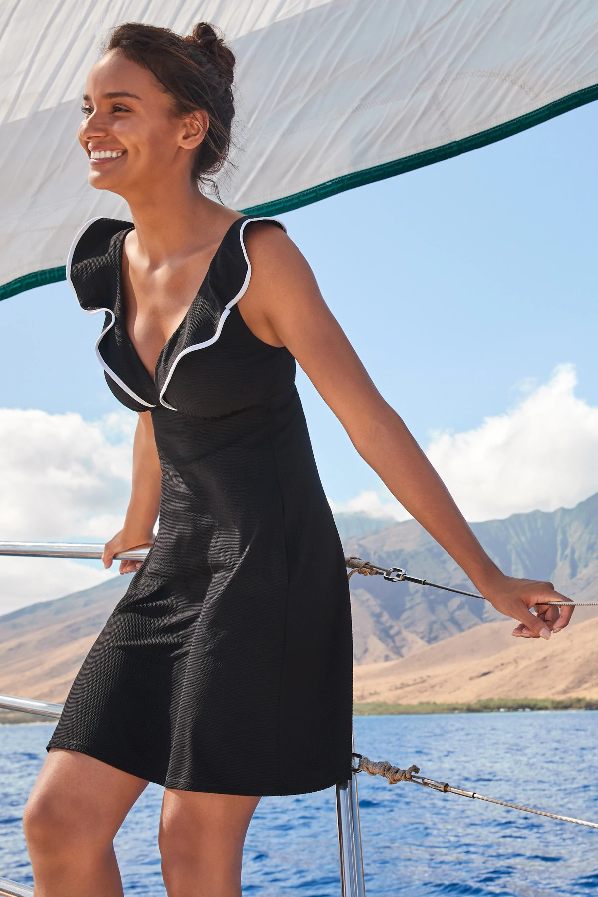 BLACK Wrap Front Romper image number 3