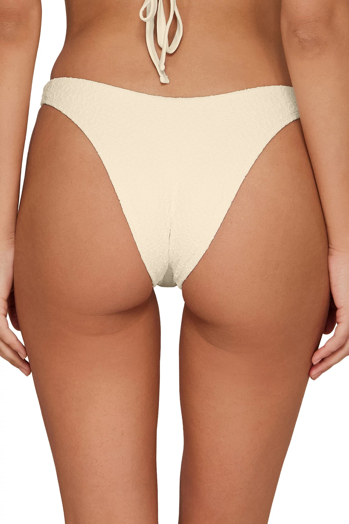 CREAM DAISY EYELET Maddie Brazilian Bikini Bottom image number 2