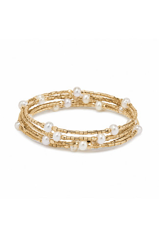 GOLD Freshwater Pearls Bracelet Set