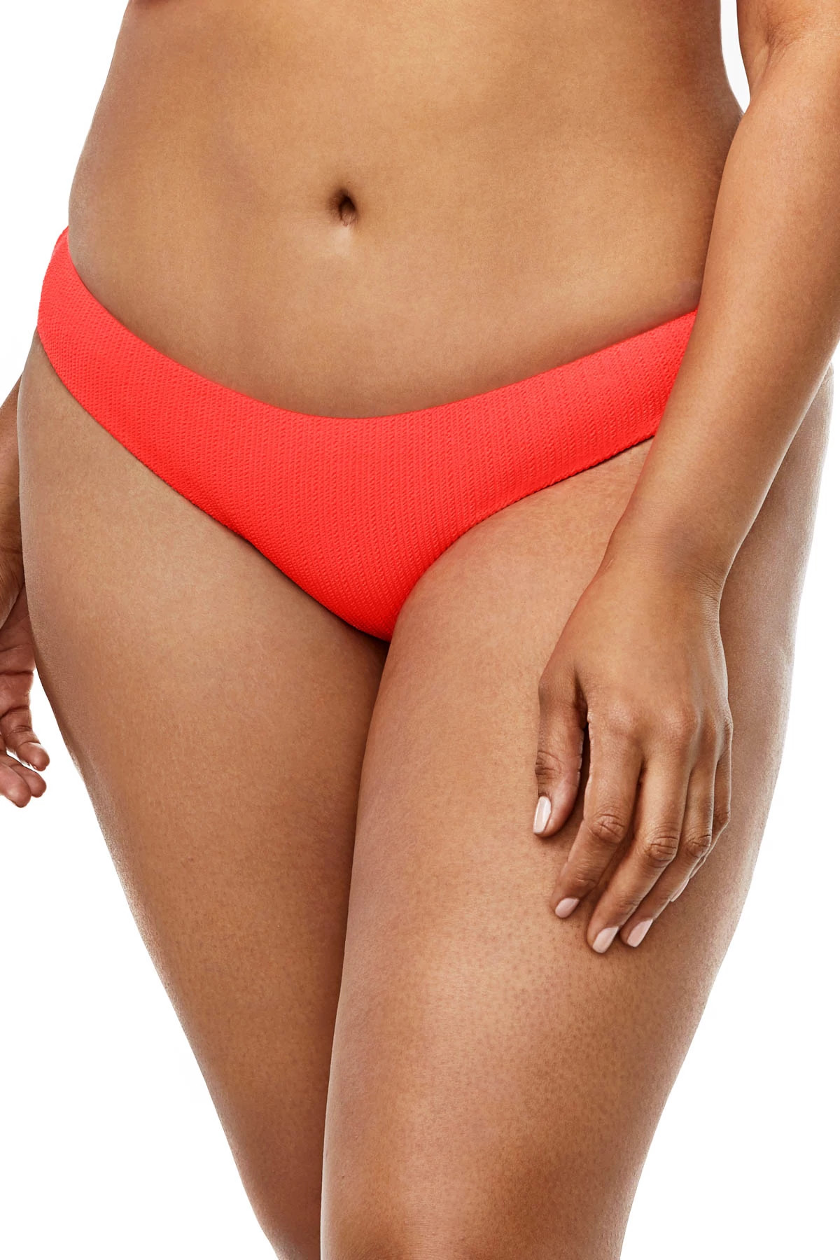 HOT CORAL Jessie Textured Hipster Bottom image number 1