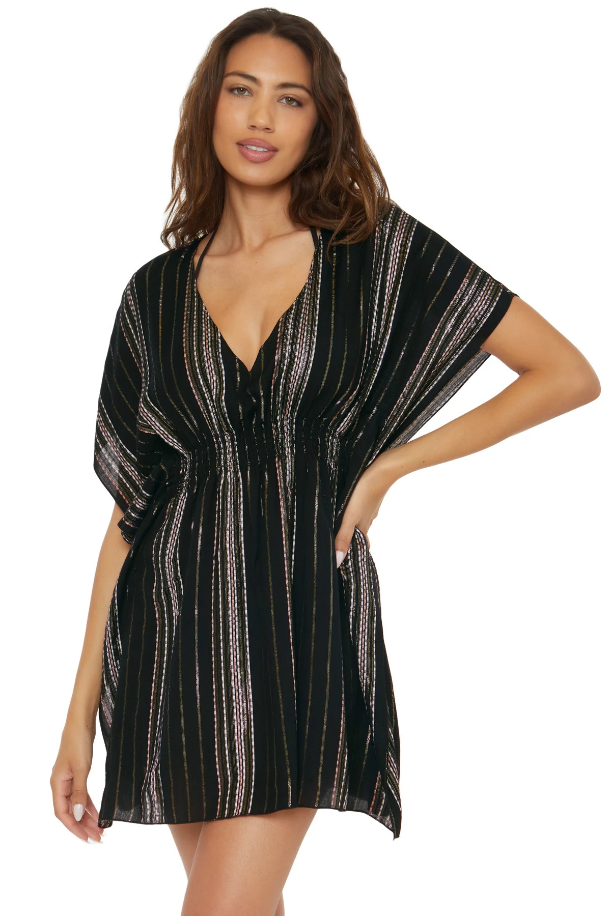 BLACK/BLUSH Radiance Metallic Stripe Tunic image number 1