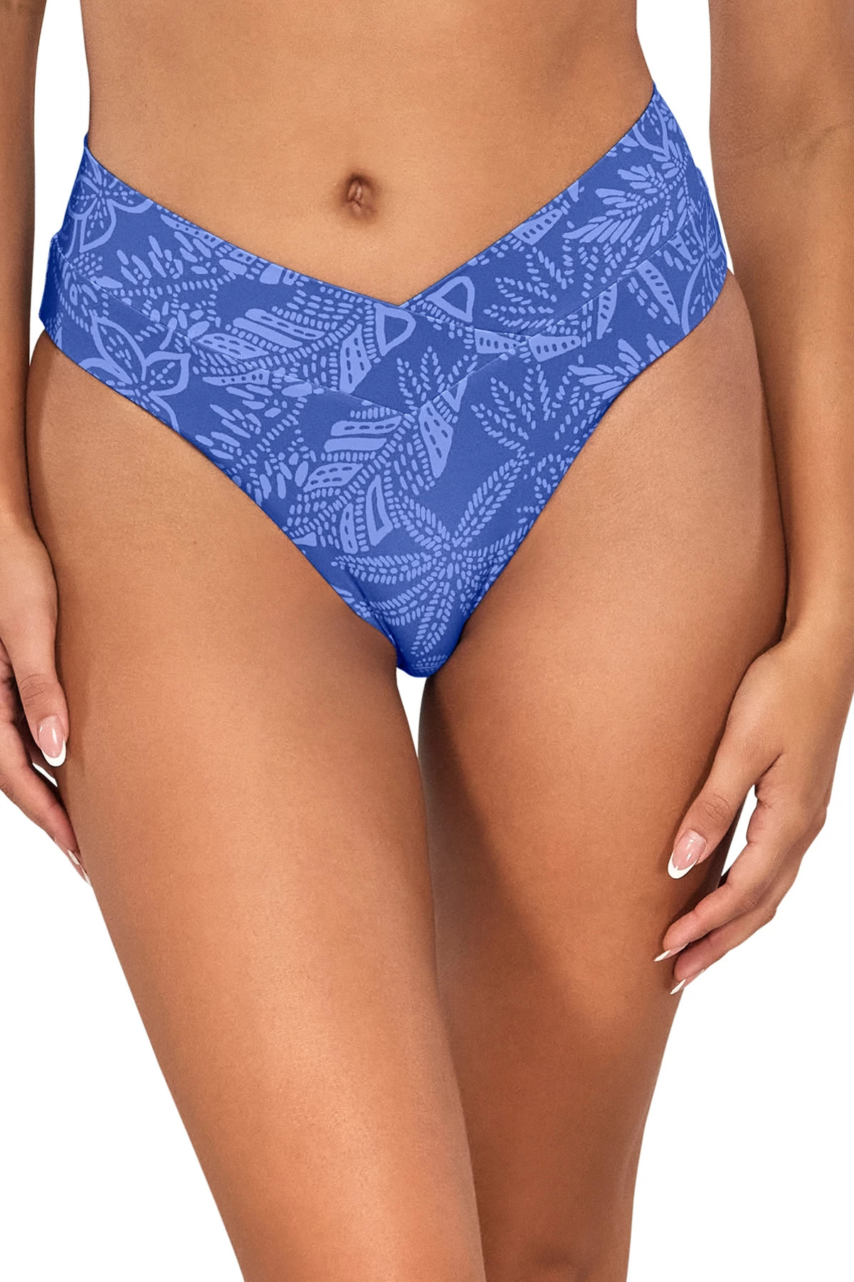 BAHAMA BLUES Delfina V Front High Waist Bikini Bottom image number 1