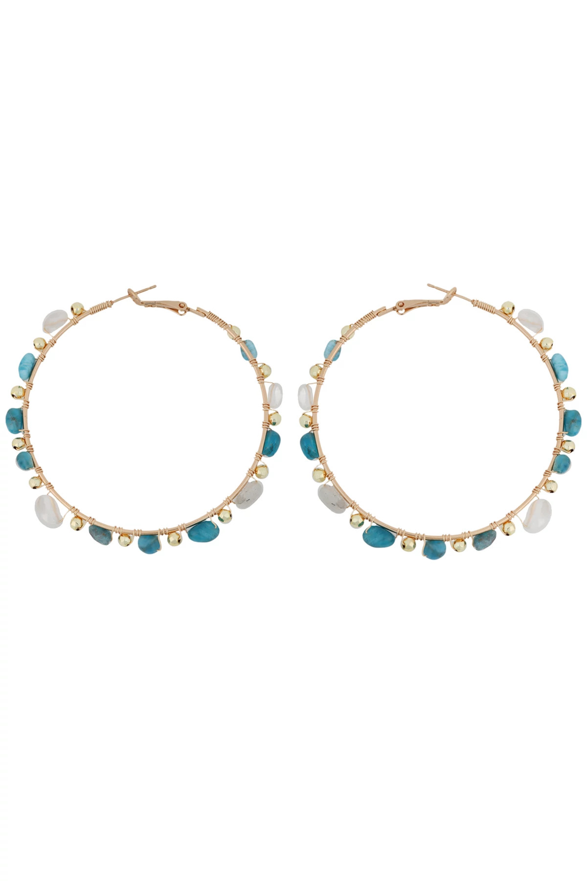 BLUE MIX Large Stone Hoop Earrings image number 1