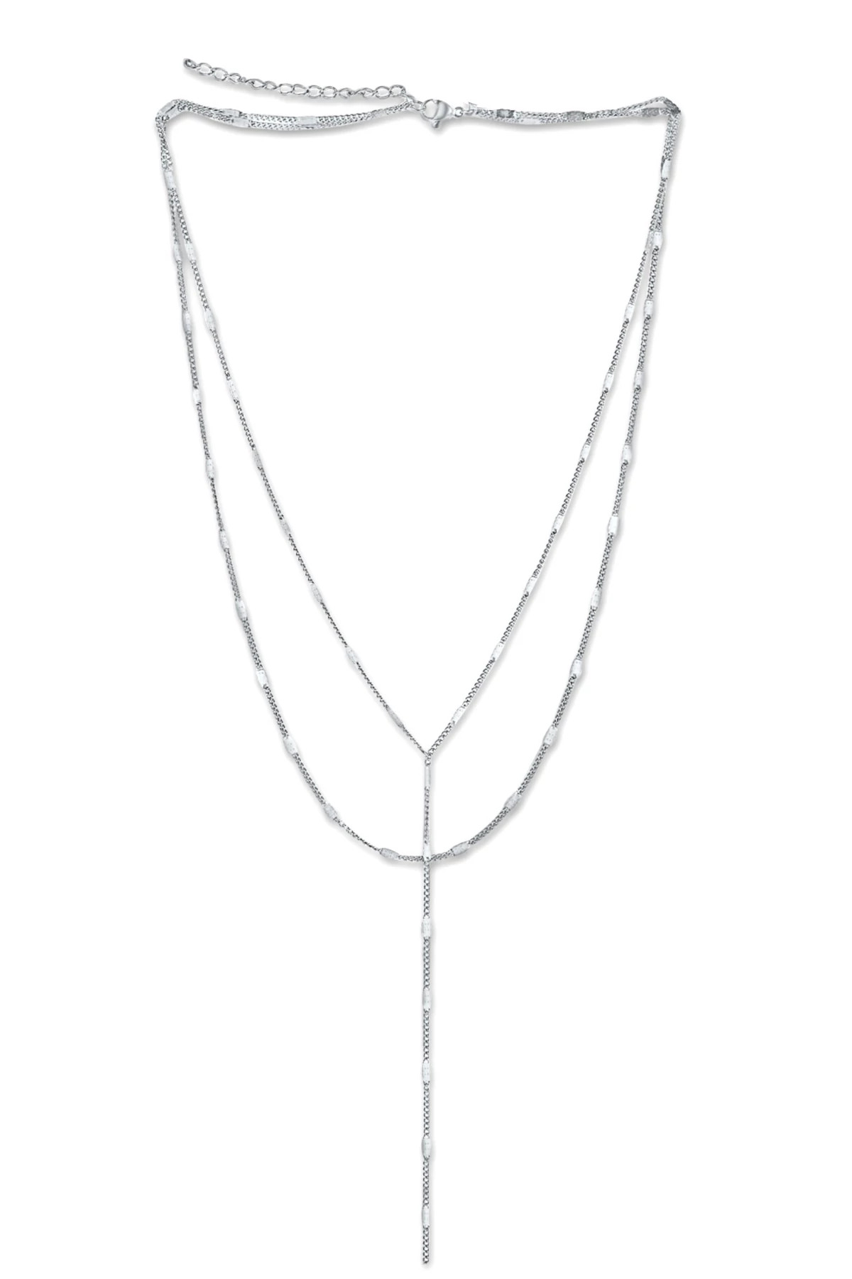 SILVER Camilla Dainty Lariat Chain Necklace image number 1