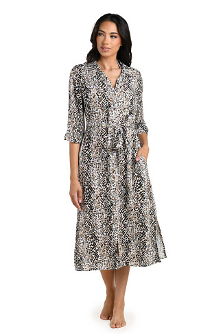 TAUPE Wild Whispers Button Up Shirt Dress
