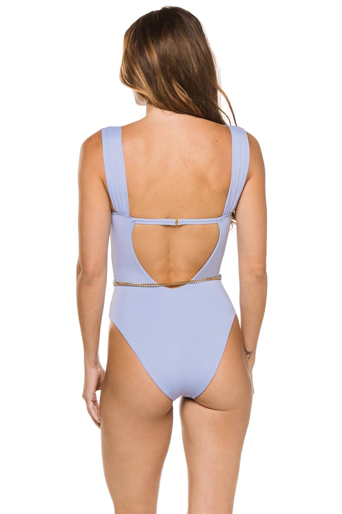 POWDER BLUE Vintage Danielle Over The Shoulder One Piece Swimsuit image number 2