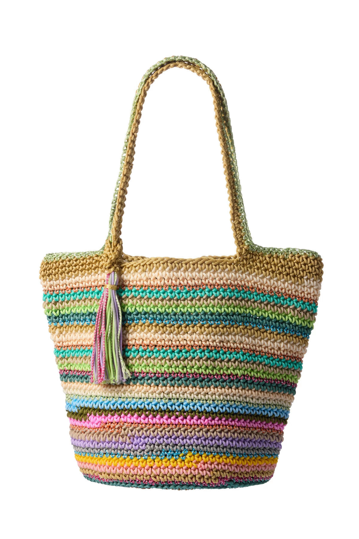 MULTI Rio Stripe Crochet Tote Bag image number 1