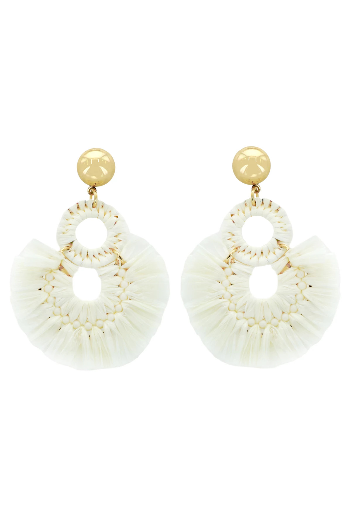 WHITE Raffia Statement Earrings image number 1