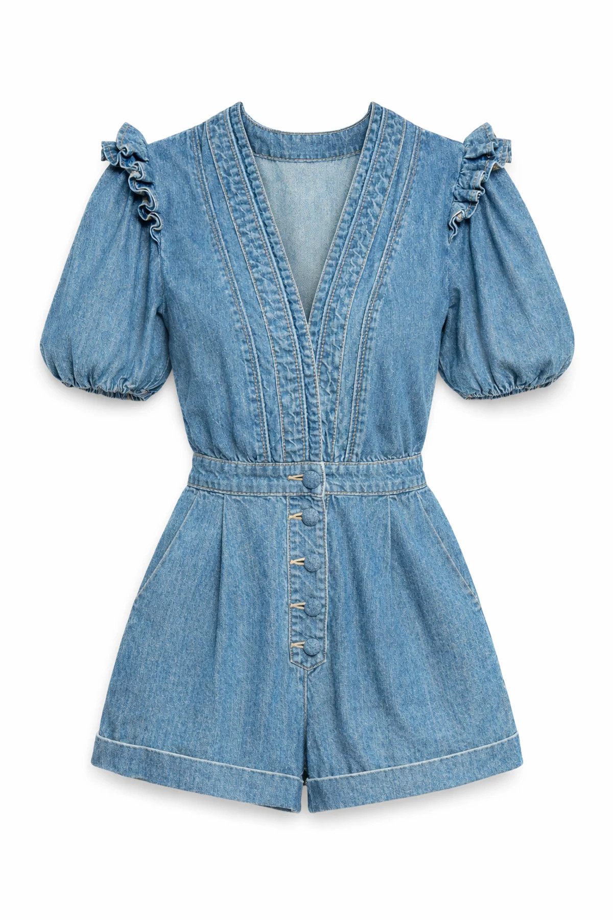 DENIM Denim Short Sleeve Romper image number 3