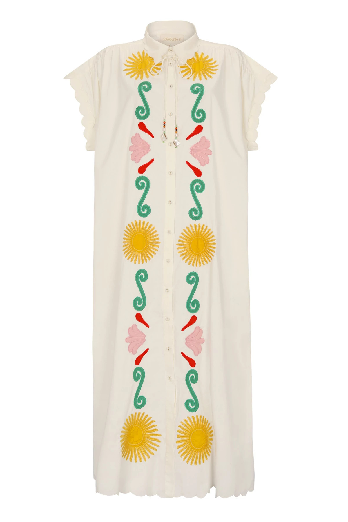 OFF WHITE Valerie Embroidered Caftan Dress image number 6