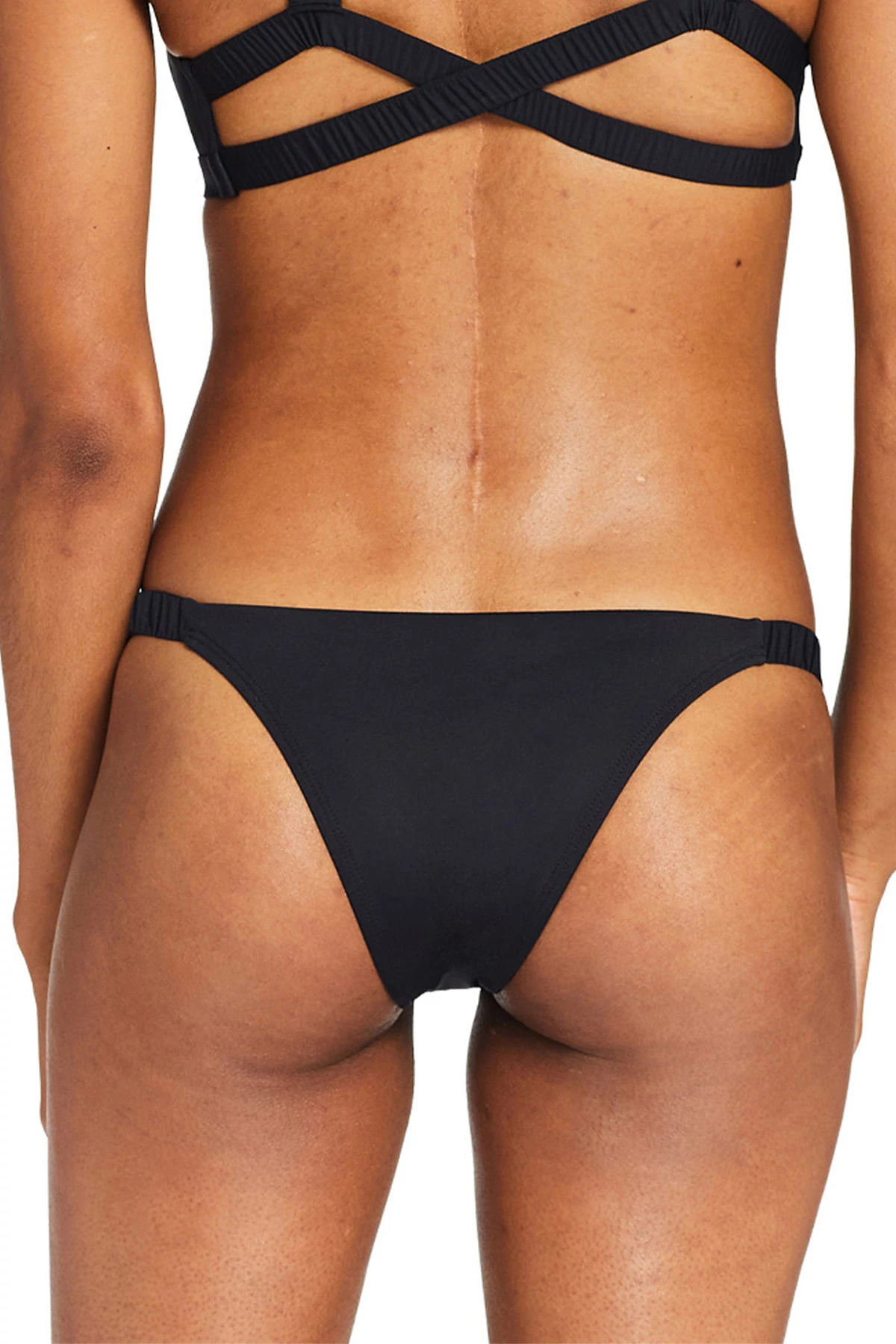 BLACK ECOLUX Zuri Tab Side Brazilian Bikini Bottom image number 2