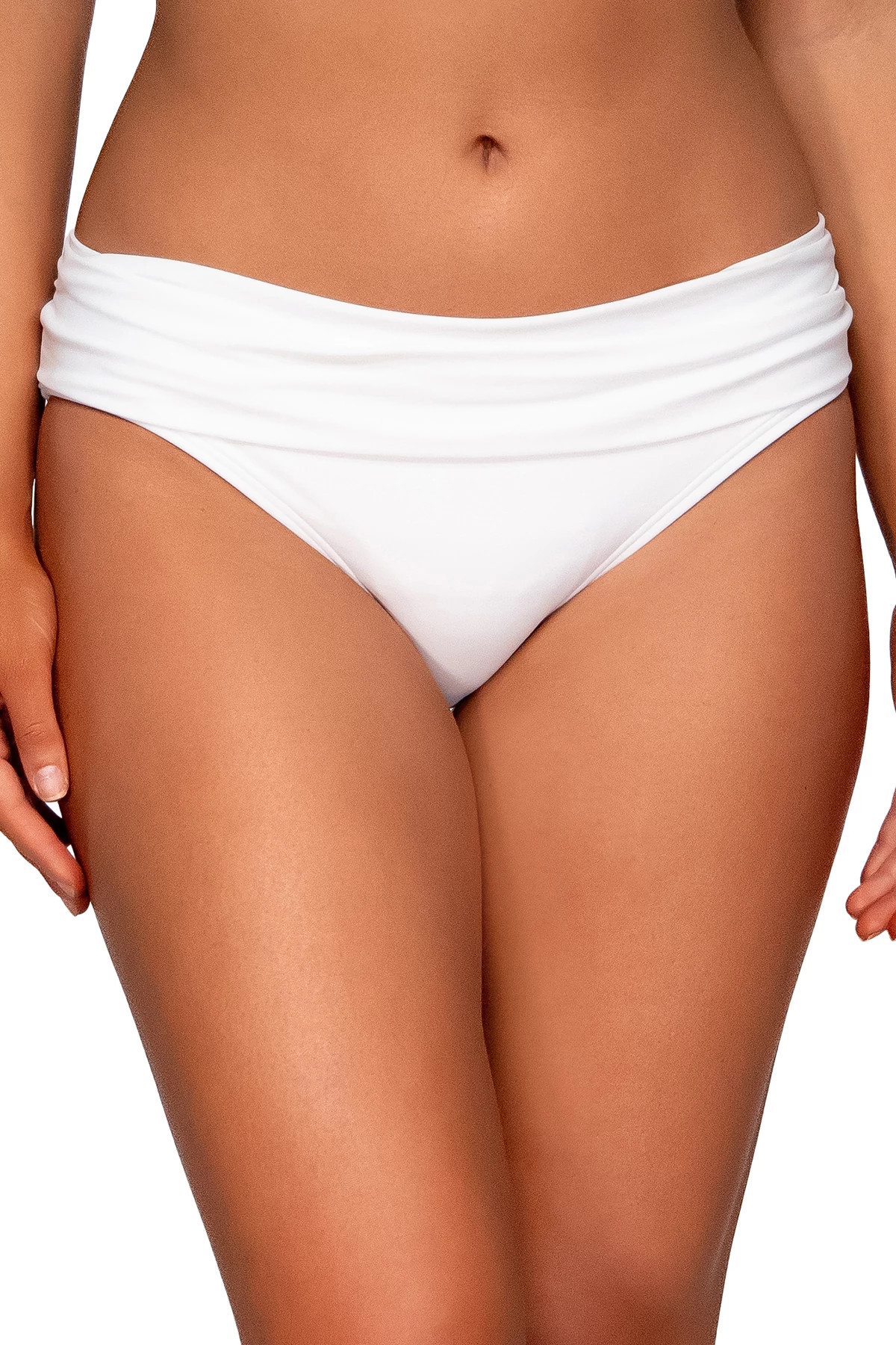 WHITE LILY Shirred Banded Bikini Bottom image number 1
