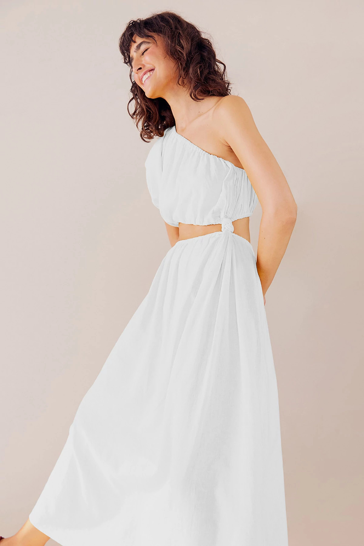 OFF WHITE Off-White Asymmetrical Midi Dress image number 3