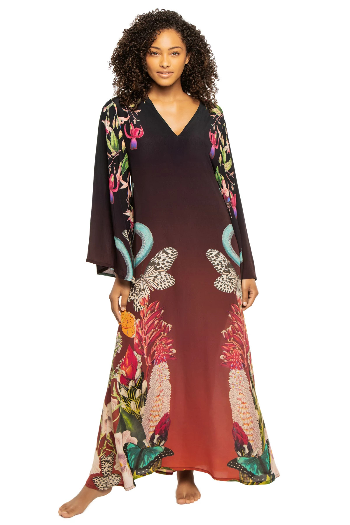 SNAKE BUTTERFLY Lena Maxi Caftan image number 1