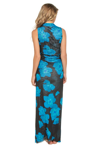 CELESTIAL BLUE Athena Mesh High Neck Maxi Dress