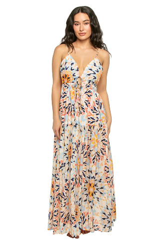 MULTI KALEIDOSCOPE Front Tie Maxi Dress