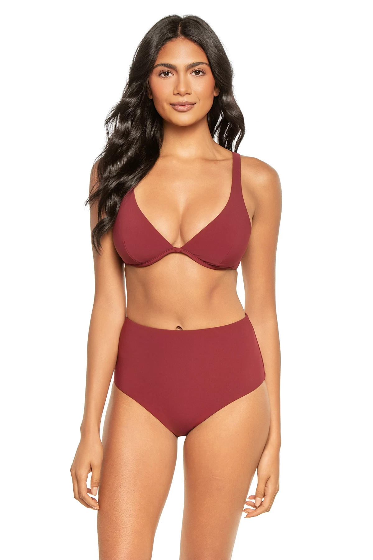 BURGUNDY Jetset  Underwire Triangle Bikini Top image number 1