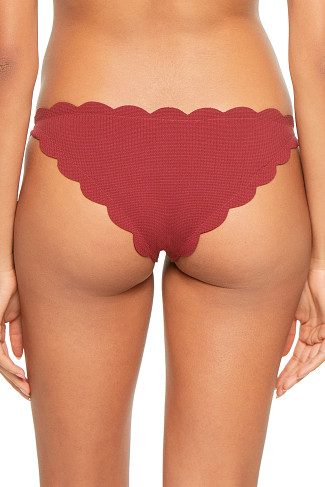PORT Low-Rise Scalloped Brazilian Bikini Bottom