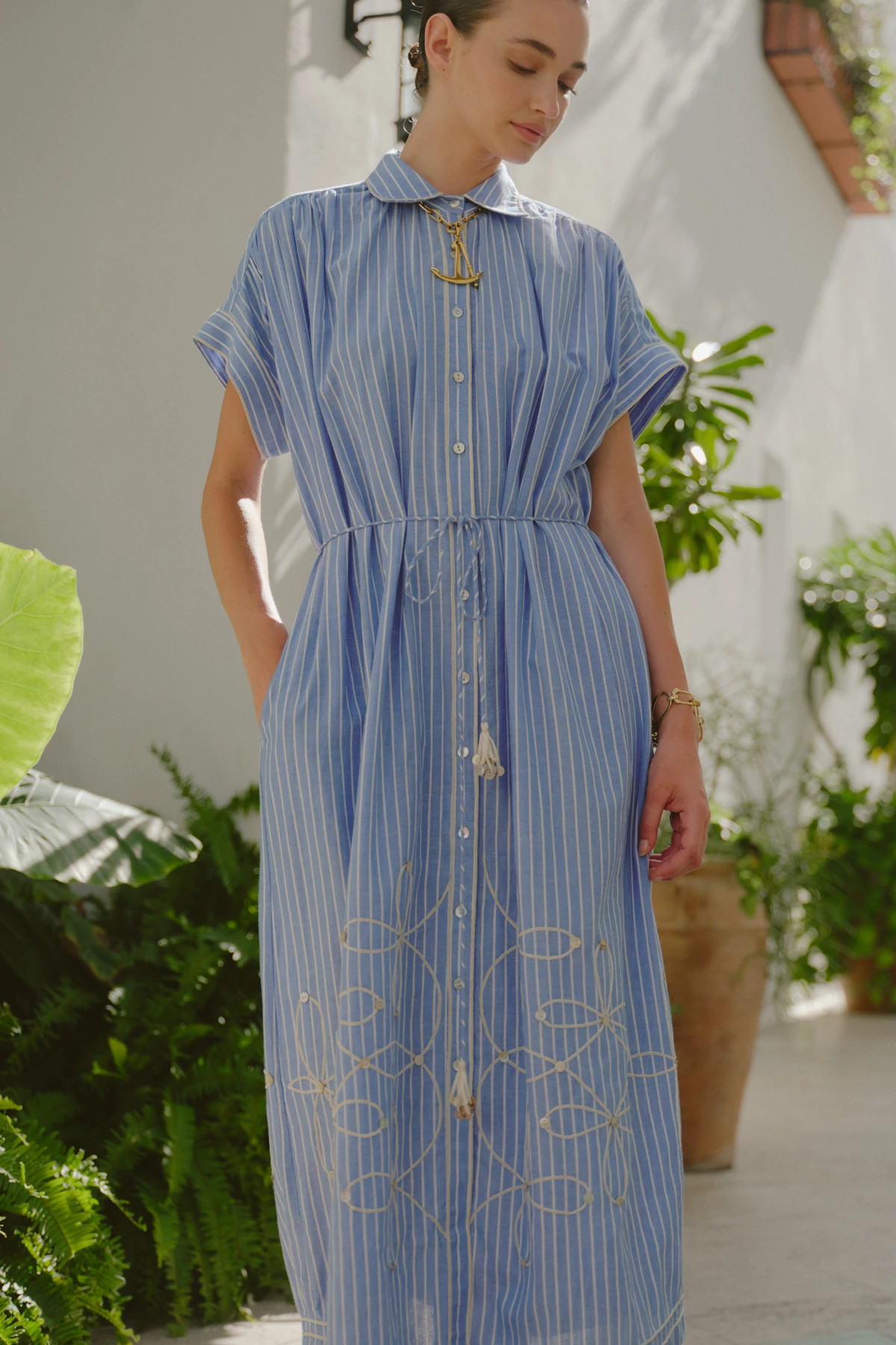 BLUE STRIPES Valerie Caftan Dress image number 3