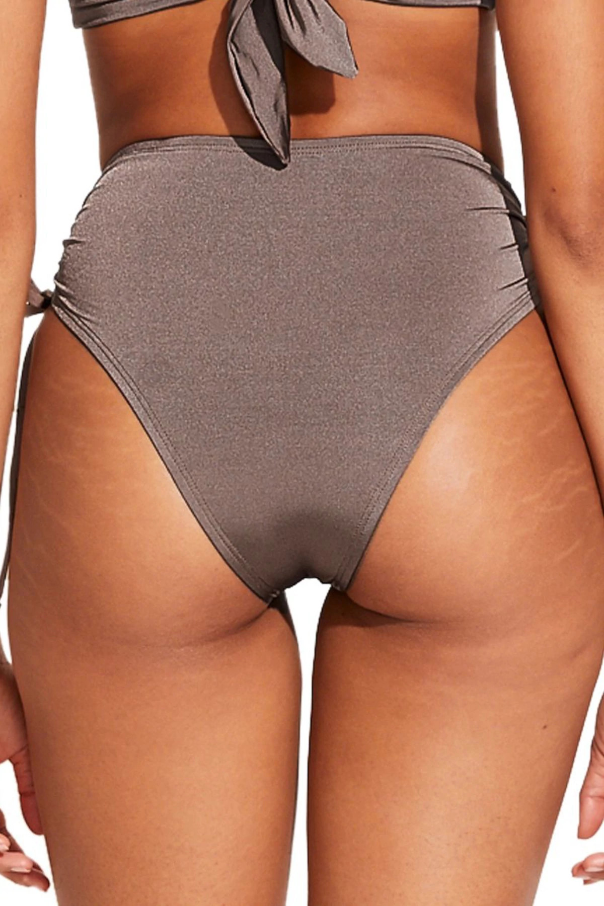 MINERAL SHIMMER ECOLUX Gemma Ruched High Waist Bikini Bottom image number 2